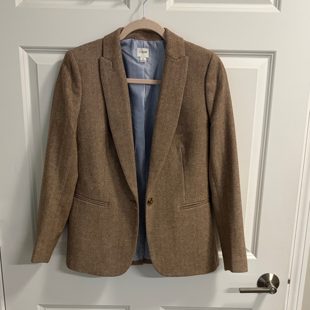 J. Crew Tan and Blue Striped Blazer